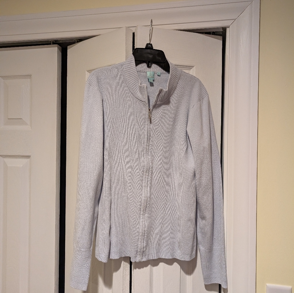 Shu Shu Ribbed Zip‎ Up Cardigan - Size M